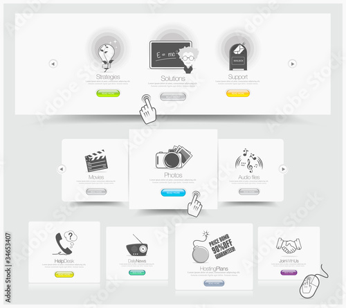 Vektor: Web design carousel elements whith icons set Web design carousel elements whith icons set