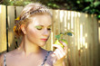 Young woman holding a green apple Young woman holding a green apple