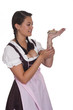 Frau in Tracht, mit Gerbil auf der Hand