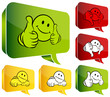 Speech Bubbles Smileys 2 Thumbs Up, Middle & Down