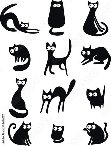Vector: Black cat silhouettes Black cat silhouettes