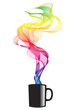 coffee mug with colorful smoke, vector