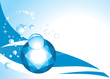 Topaz with drops on the abstract blue background