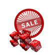 Sale Button mit Prozent Würfel Sale Button mit Prozent Würfel