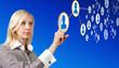 Businesswoman works with futuristic network