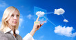 Foto: businesswoman works with cloud computer businesswoman works with cloud computer