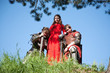 woman with two knights