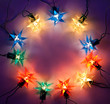 Christmas lights round frame on dark background with copy space. Christmas lights round frame on dark background with copy space.