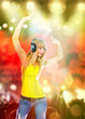 young beauty woman with headphones