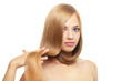 Pretty girl with long hair on white Pretty girl with long hair on white