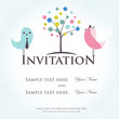 Wedding invitation with two cute birds in bride