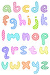 Polka dot lower case alphabet with stitches
