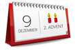 Kalender rot 9 Dezember 2. Advent Kerze Kalender rot 9 Dezember 2. Advent Kerze