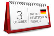 Kalender rot 3 Oktober Tag der Deutschen Einheit Flagge
