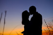 Photo: Couple on the sunset background. Couple on the sunset background.