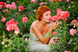 woman in a garden of roses woman in a garden of roses
