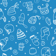 Seamless pattern: caps, helmets, mittens, gloves for alpine ski Seamless pattern: caps, helmets, mittens, gloves for alpine ski