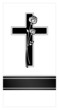 Mourning Card Black Cross, Ribbon & 2 Roses
