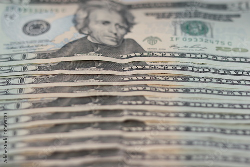Photo: Dollarscheine in einer Reihe Dollarscheine in einer Reihe