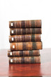 A pile of old books