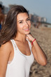 Photo: Pretty young woman on South Beach in Miami Pretty young woman on South Beach in Miami