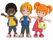 3D Render of Happy School Kids
