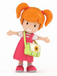3D Render of Little School Girl