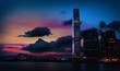 Colorful sunset in Tsim Sha Tsui Kowloon Hong Kong