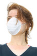 Woman wears protective mask against flu or pollution
