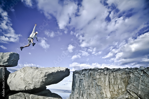 Photo: Rock climber on the summit. Rock climber on the summit.