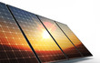 Isolated Photovoltaic cells, in sunset reflecting new eco future