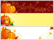 banners with pumpkins, vegetables and leaves for web design