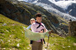Father and son on the top of mountain