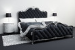 Furniture in bedroom interior. Apartment. Hotel. Bed. Lamps. Pii