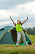 Camping happy woman Camping happy woman