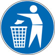 Gebotszeichen Mülleimer benutzen verwenden Schild