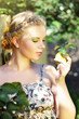 Young woman holding a green apple Young woman holding a green apple
