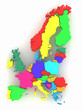 Three-dimensional map of Europe. 3d Three-dimensional map of Europe. 3d