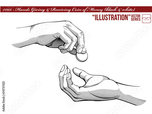 Vektor: Illustration #005 Hands Giving & Receiving Money_black white Illustration #005 Hands Giving & Receiving Money_black white