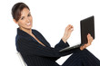 Young business woman working on laptop