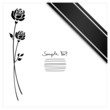 Mourning Card Ribbon & 2 Black Roses