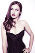 model posing in corset