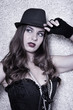 beautiful  fashion model posing with hat