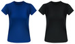 Woman t-shirt design template; blue and black.