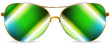 abstract green sunglasses isolated on white background