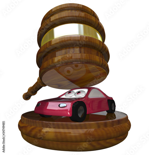 Illustration: Gavel and Car - Losing Car to Repossession and Bankruptcy Gavel and Car - Losing Car to Repossession and Bankruptcy