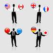 Businessman Collection with Internet Flag Buttons