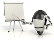 robot pointing on the blank board robot pointing on the blank board
