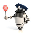 robot traffic policeman holding the stop sign robot traffic policeman holding the stop sign