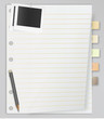 Notepd list with bookmarks, photo cards and pencil